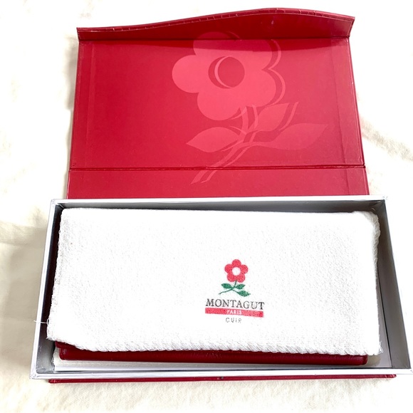 Montagut Paris Red Long Leather Wallet NEW - Picture 3 of 12